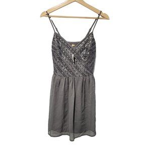 Hollister Women's Dress Color Gray Sz S  Embellished Sequined Spaghetti …